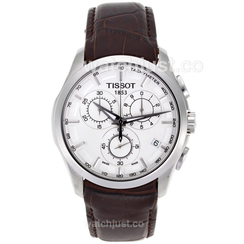 Replica Tissot Prc200 Working With White Dial Leather Strap Watch